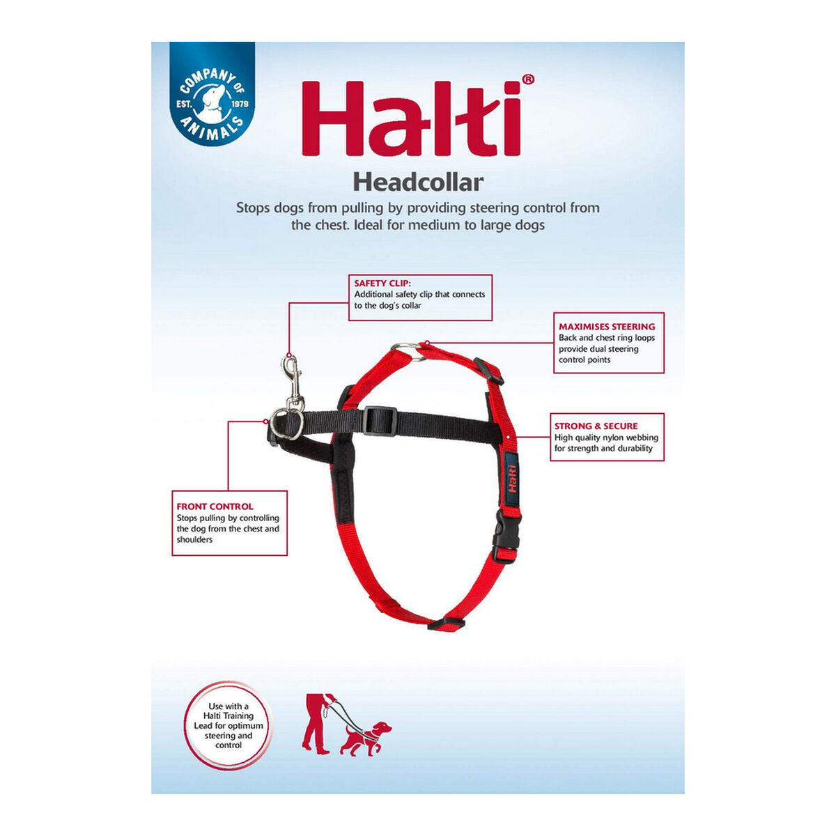 Company Of Animals Hundegeschirr Company Of Animals Halti Schwarz/Rot S (36-64 Cm)