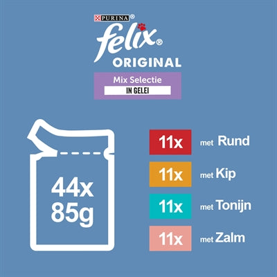 Felix Original In Gelee-Mix-Box Rindfleisch / Huhn / Thunfisch / Lachs