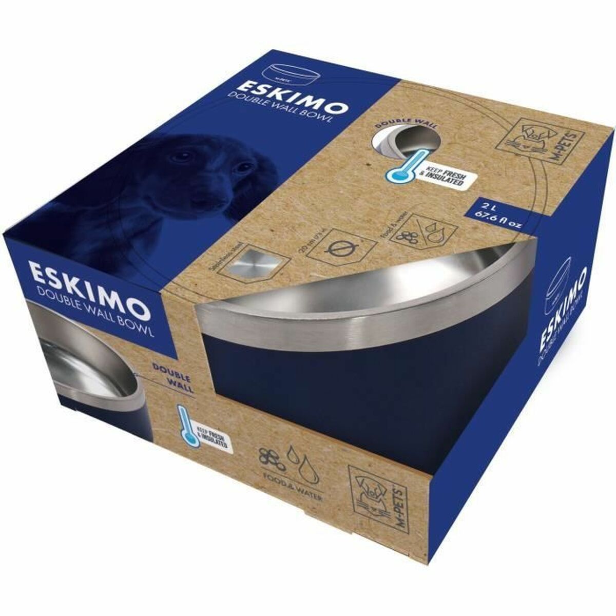Mpets Futternapf Für Hunde Mpets Eskimo Metall Edelstahl Blau Antirutsch 2 L