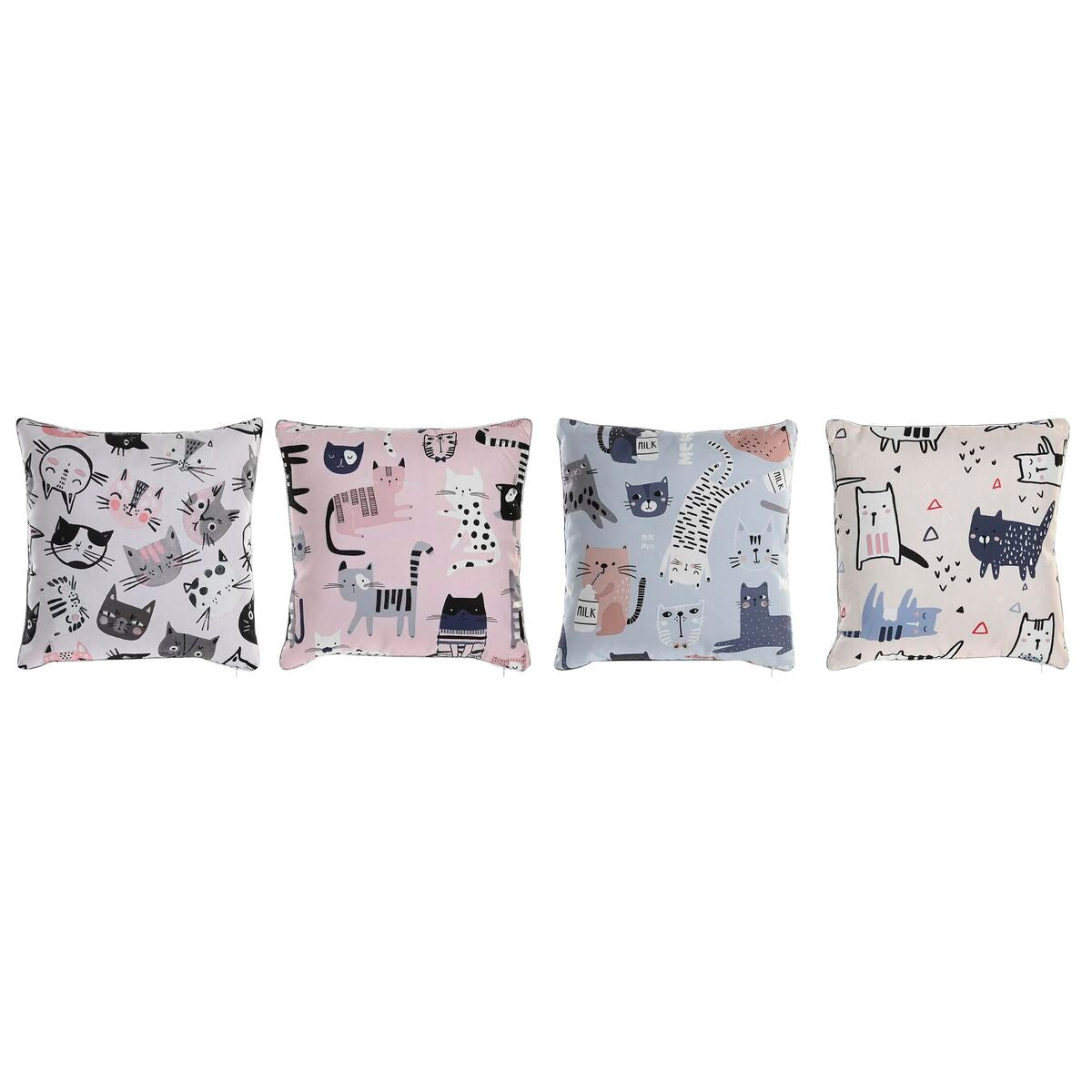 Dkd Home Decor Kissen Dkd Home Decor Polyester Bunt Mikrofaser Katzen (40 X 10 X 40 Cm) (4 Stück)