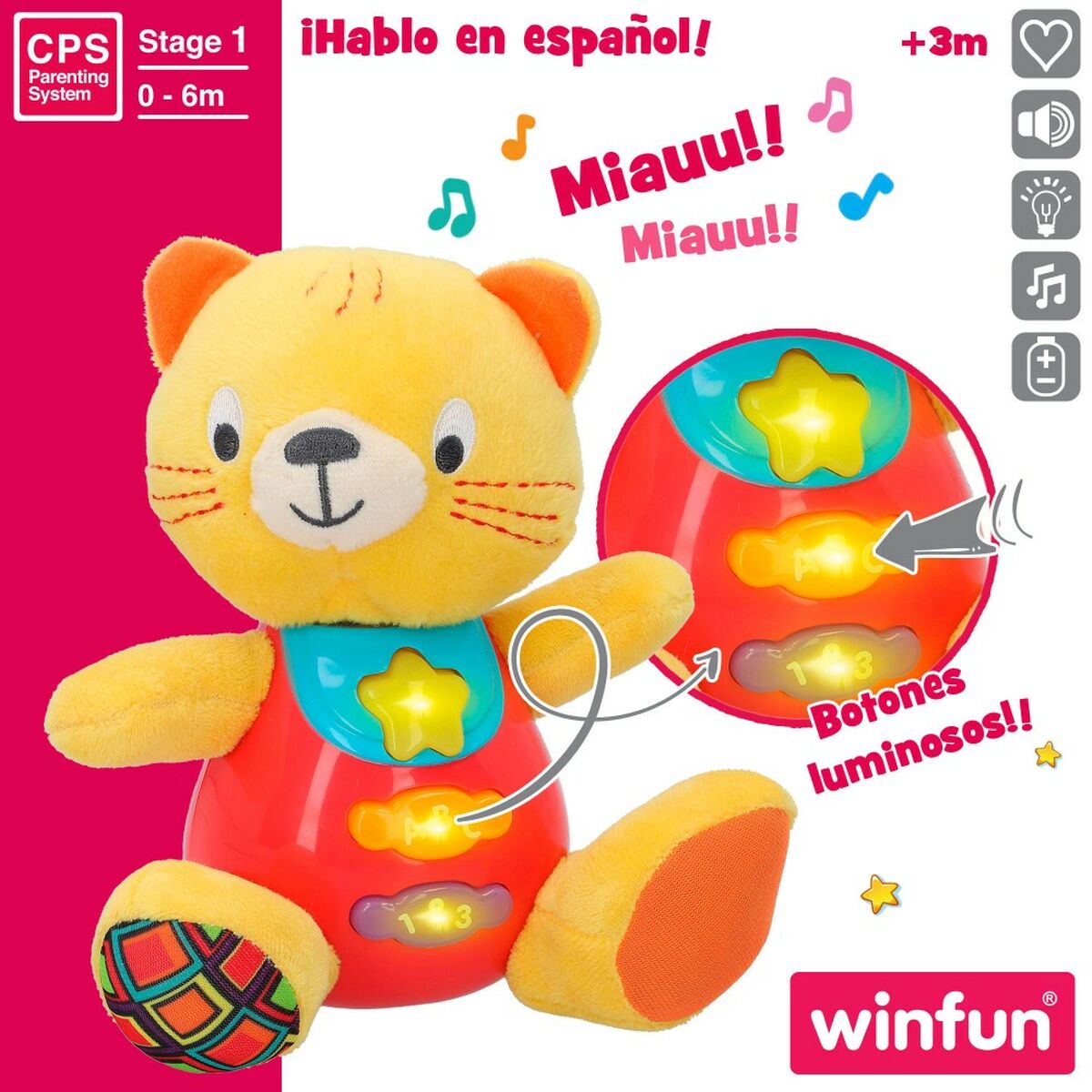 Winfun Plüschtier Mit Klang Winfun Katze 16 X 17,5 X 10,5 Cm (6 Stück)