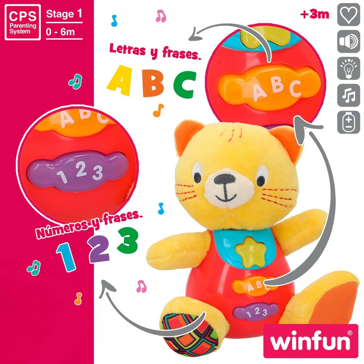 Winfun Plüschtier Mit Klang Winfun Katze 16 X 17,5 X 10,5 Cm (6 Stück)