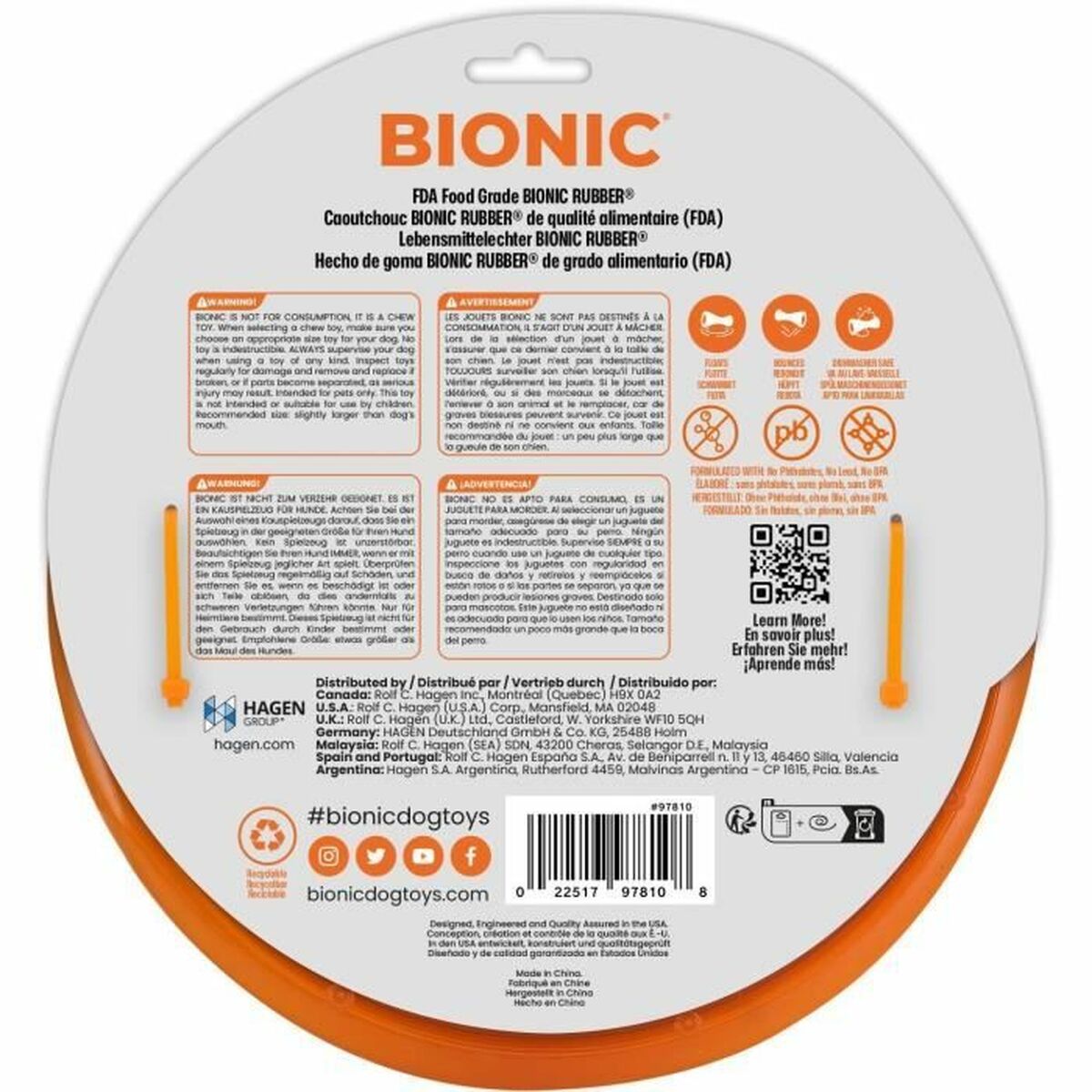 Bionic Hundespielzeug Bionic Urban Stick Orange Einheitsgröße