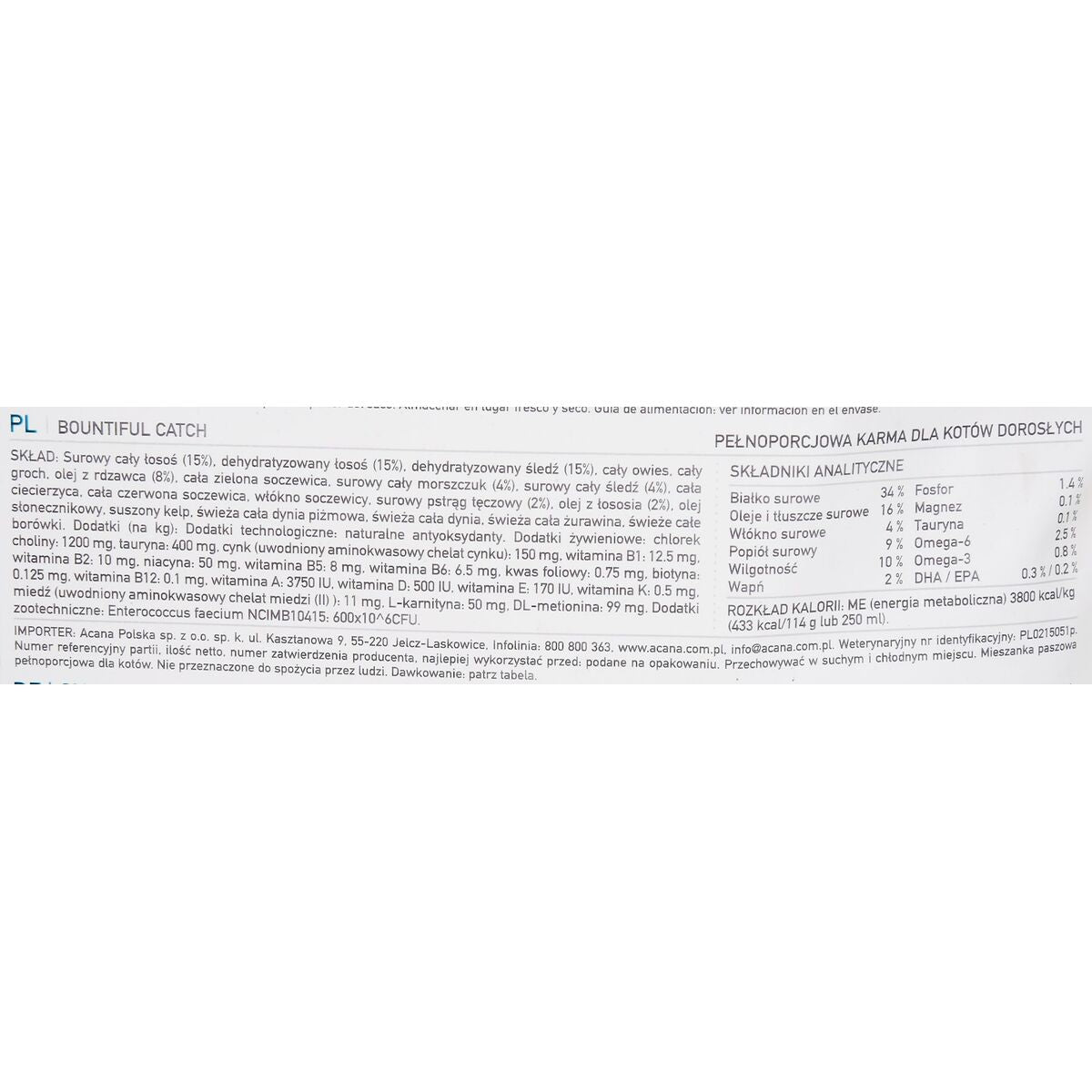 Acana Katzenfutter Acana Bountiful Catch Erwachsener Lachsfarben 1,8 Kg
