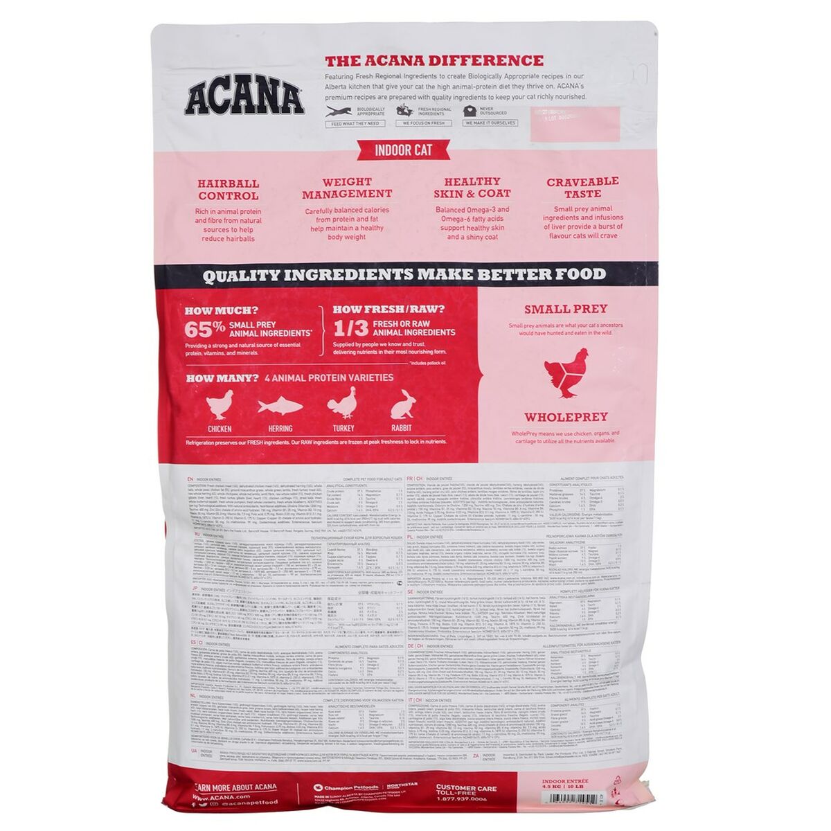 Acana Katzenfutter Acana Indoor Entrée Erwachsener Huhn Truthahn Fisch Hase 4,5 Kg