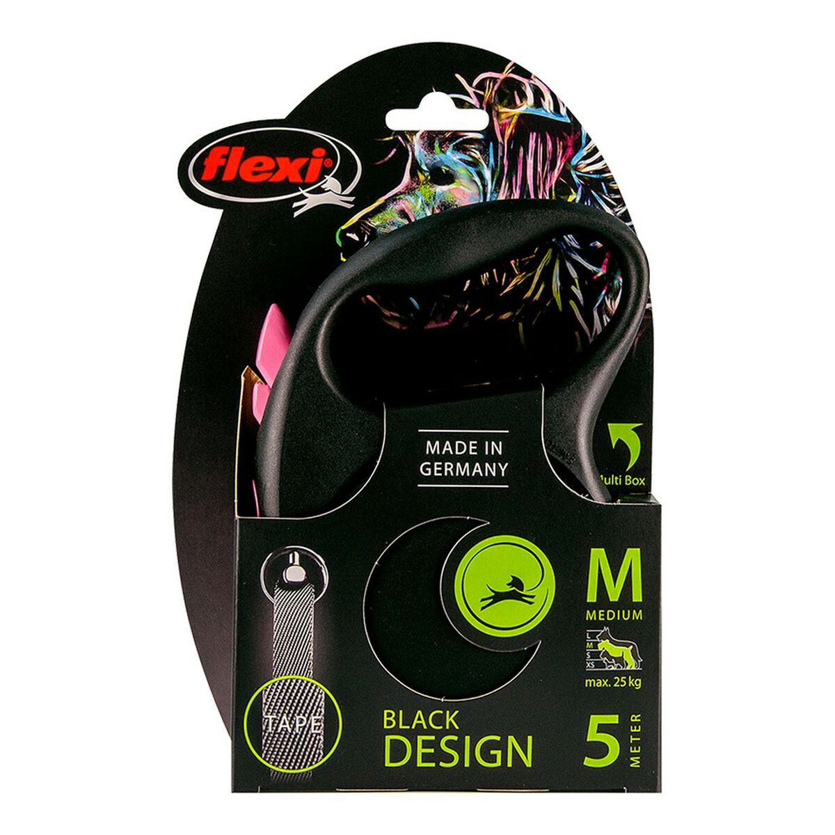 Flexi Hundeleine Flexi Black Design Schwarz Rosa S
