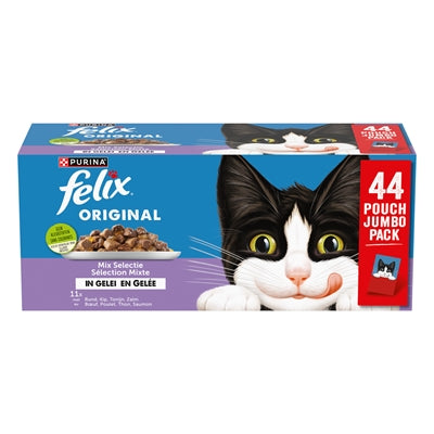 Felix Original In Gelee-Mix-Box Rindfleisch / Huhn / Thunfisch / Lachs