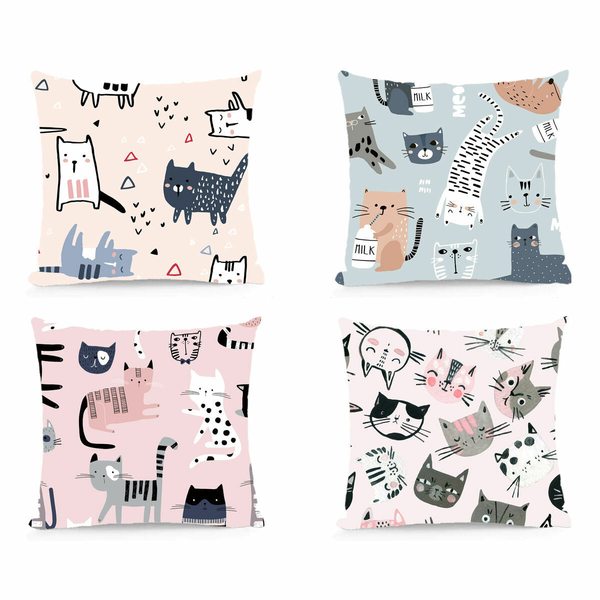 Dkd Home Decor Kissen Dkd Home Decor Polyester Bunt Mikrofaser Katzen (40 X 10 X 40 Cm) (4 Stück)