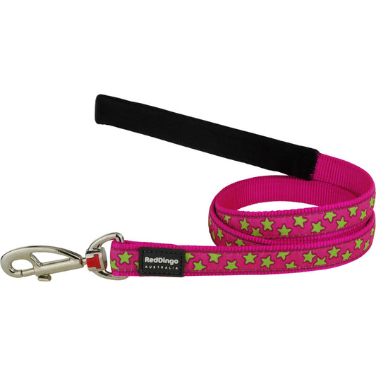Red Dingo Hundeleine Red Dingo Style Stars Lime On Hot Pink 15Mm X 120 Cm